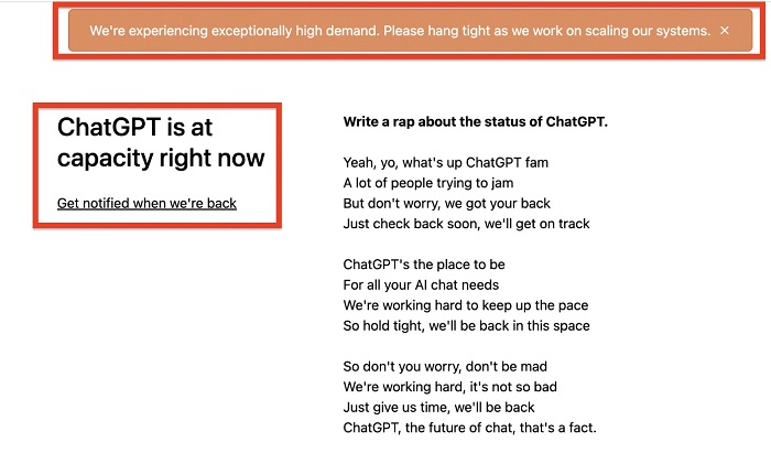 chatgpt capacity